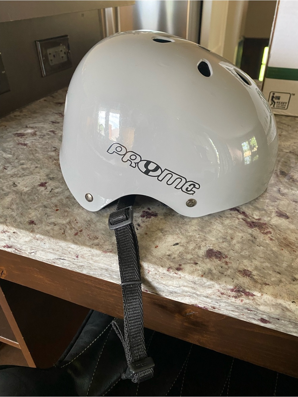 Pryme Skull Gray Skateboarding Helmet with Ventilation Holes & Adjustable Strap